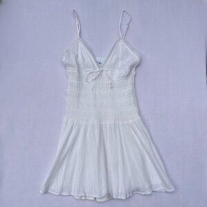 White Sky to Moon Babydoll Drop Waist Mini Dress Size L Victorian Coquette